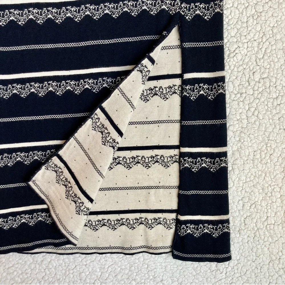 Free People Women’s black & cream boho print knit sweater pull-on pencil skirt